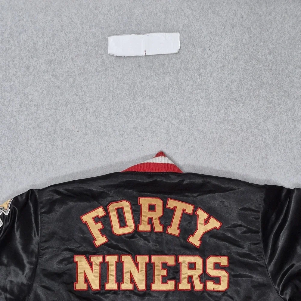 VINTAGE San Francisco 49ers Women Jacket XL Black Embroidered Logo Varsity READ